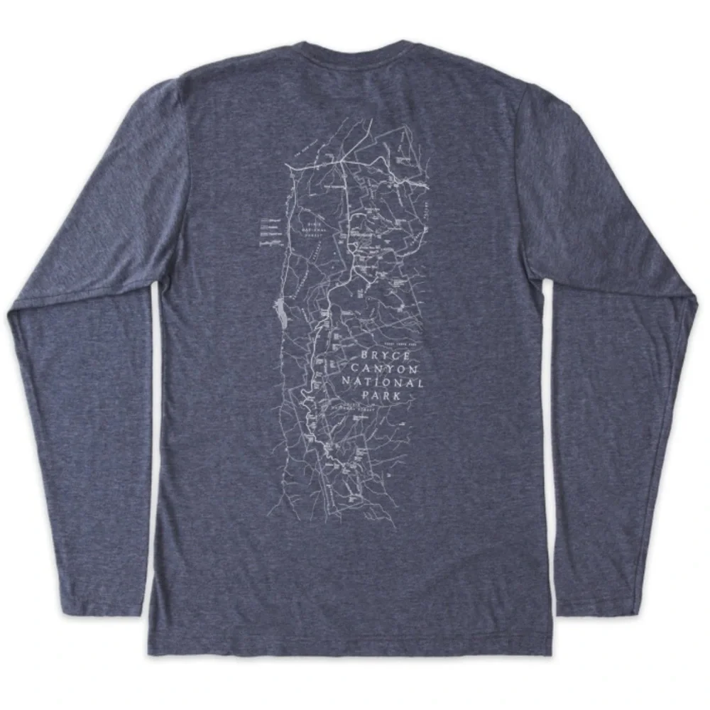 NWOT Bryce Canyon National Park Long Sleeve Unisex Tee with Map Size Large